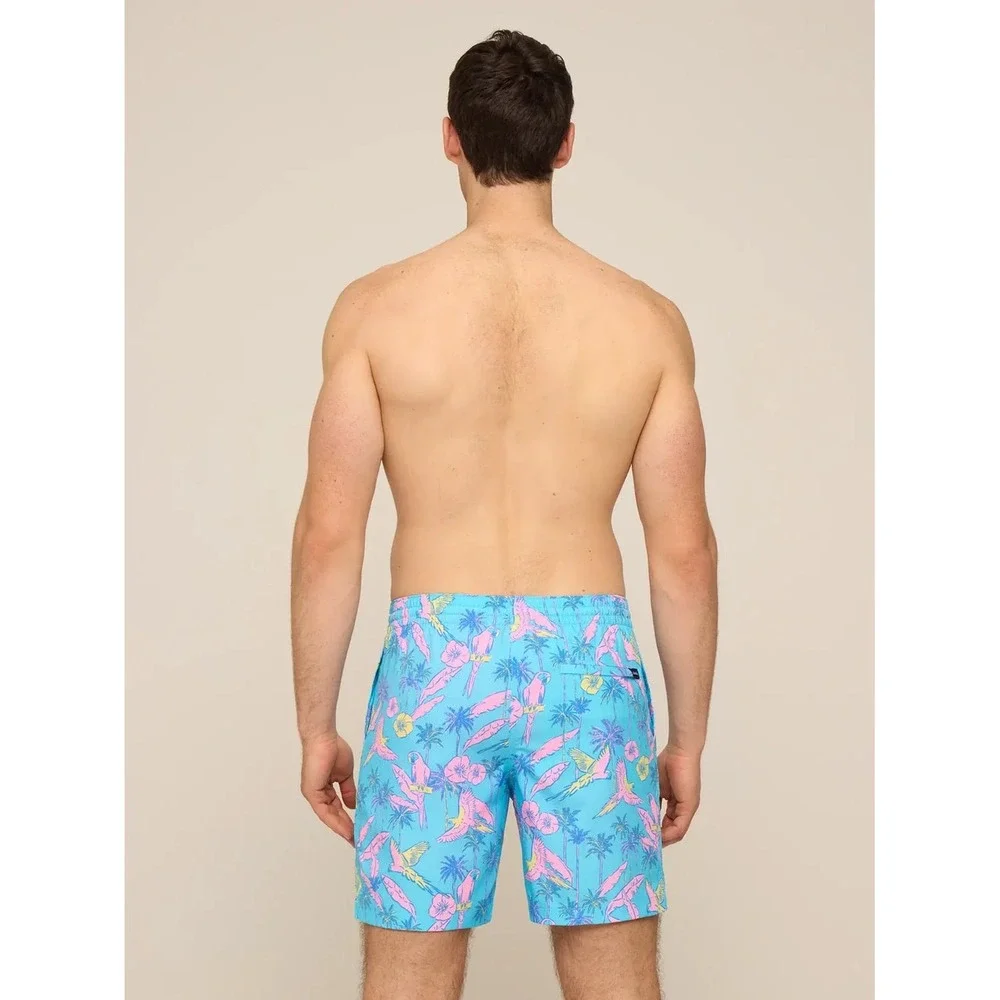 NEW Chubbies The Flock Parties Swim Trunks Blue Parrot 7 Inch Inseam Lined Large